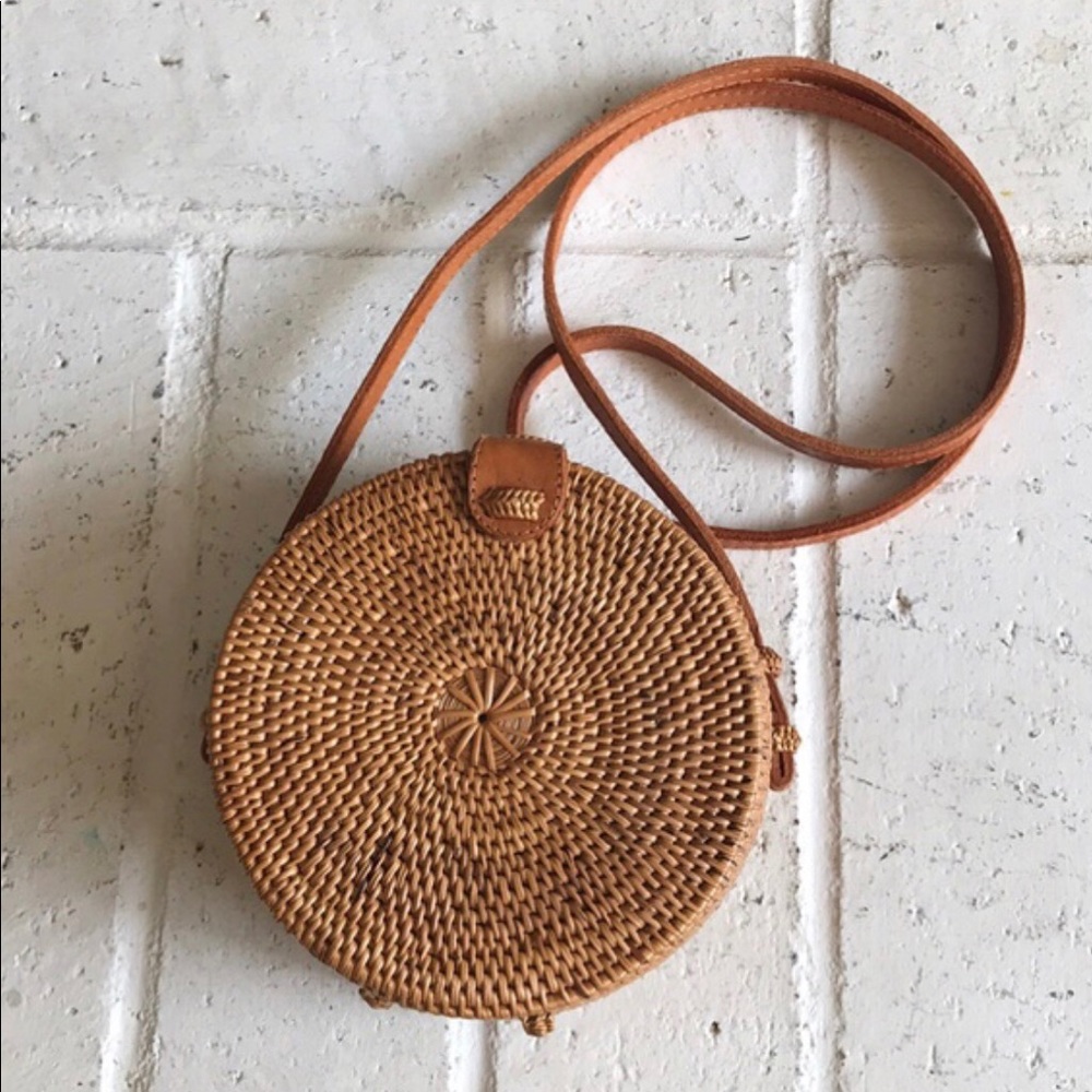 Bali round rattan mini crossbody bag